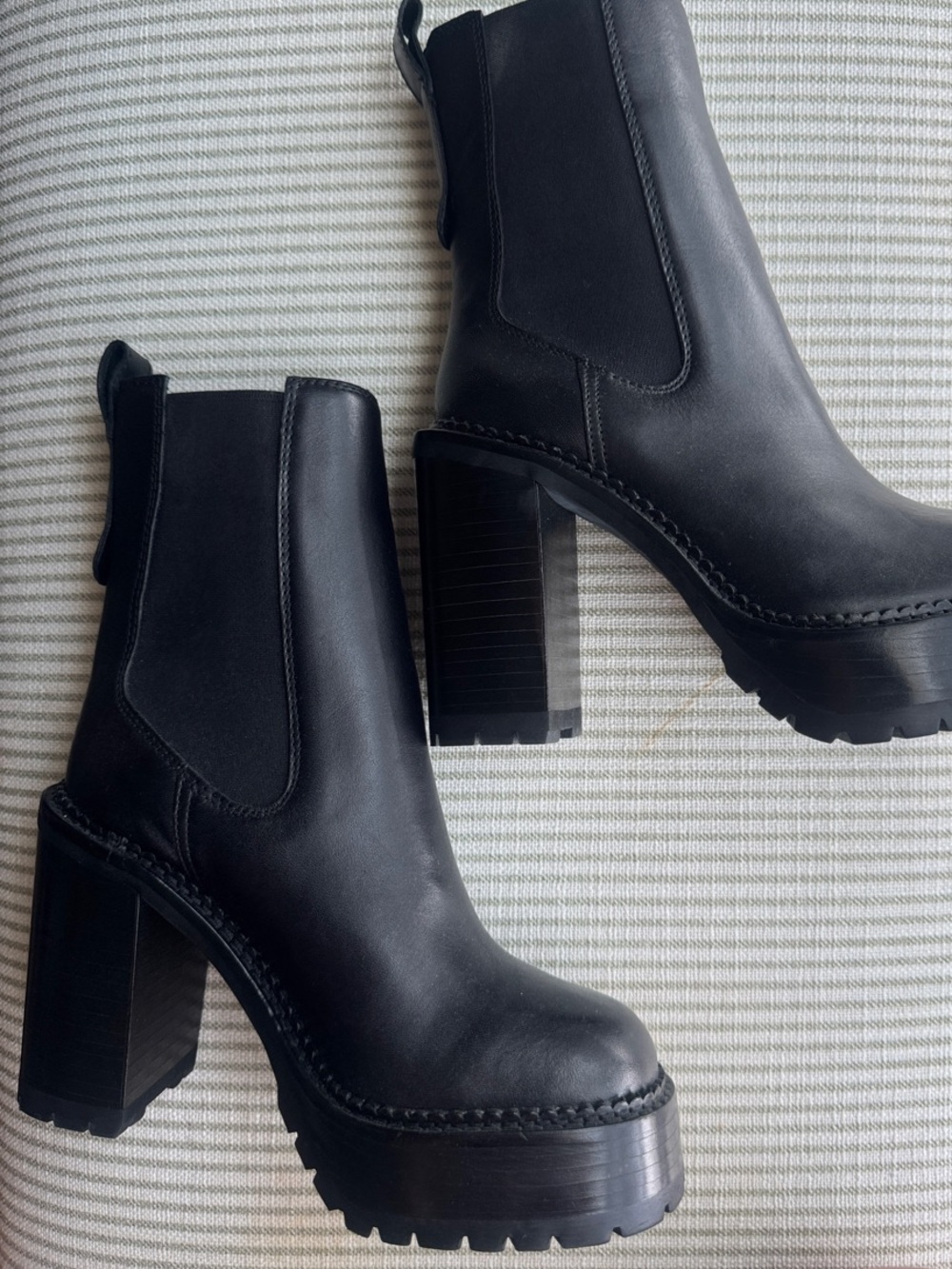 Steve Madden Black Platform Chelsea Block Heel Booties